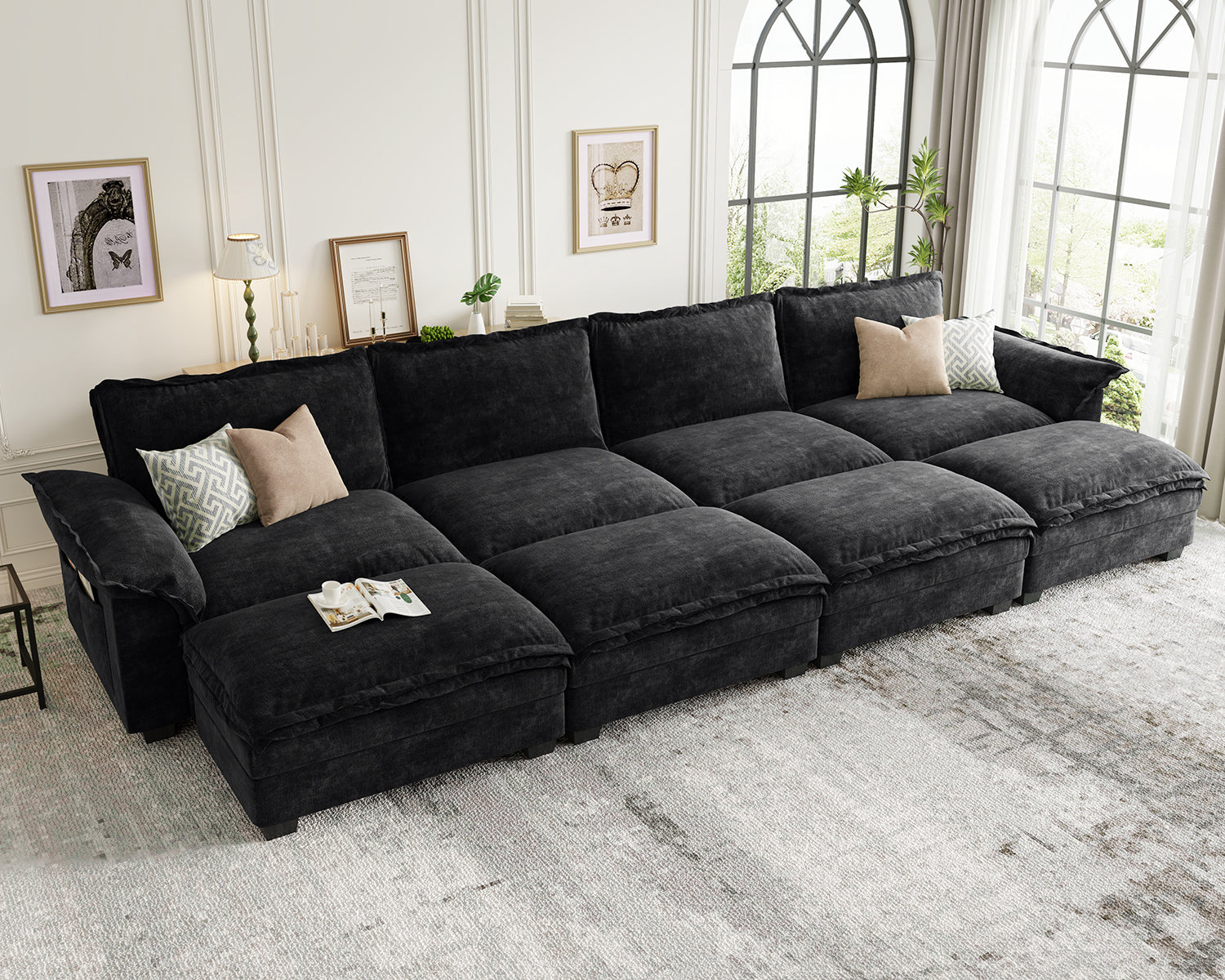Chenille Fabric Sleeper Sofa