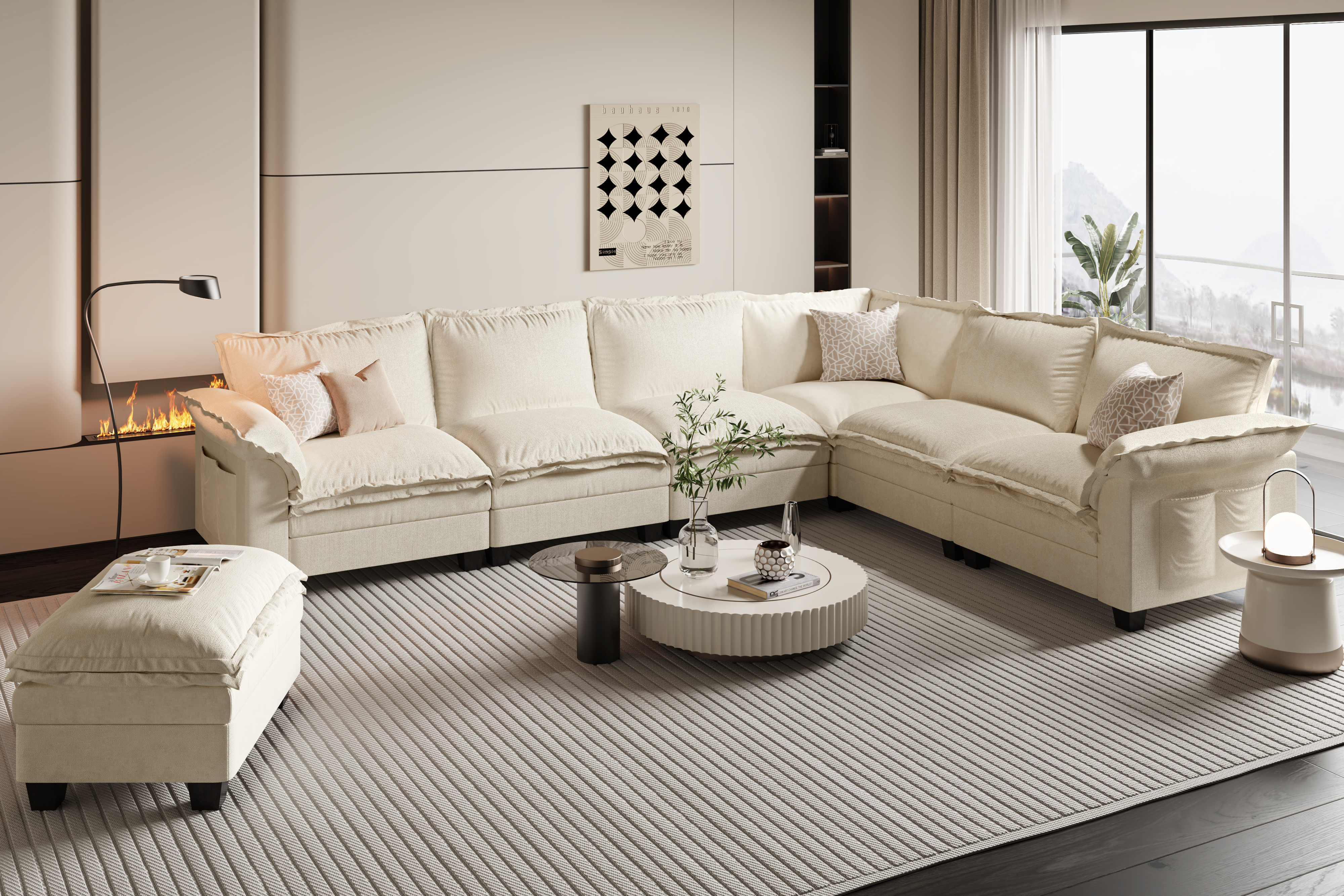 Large V-Shaped Modular Sectional Sofa