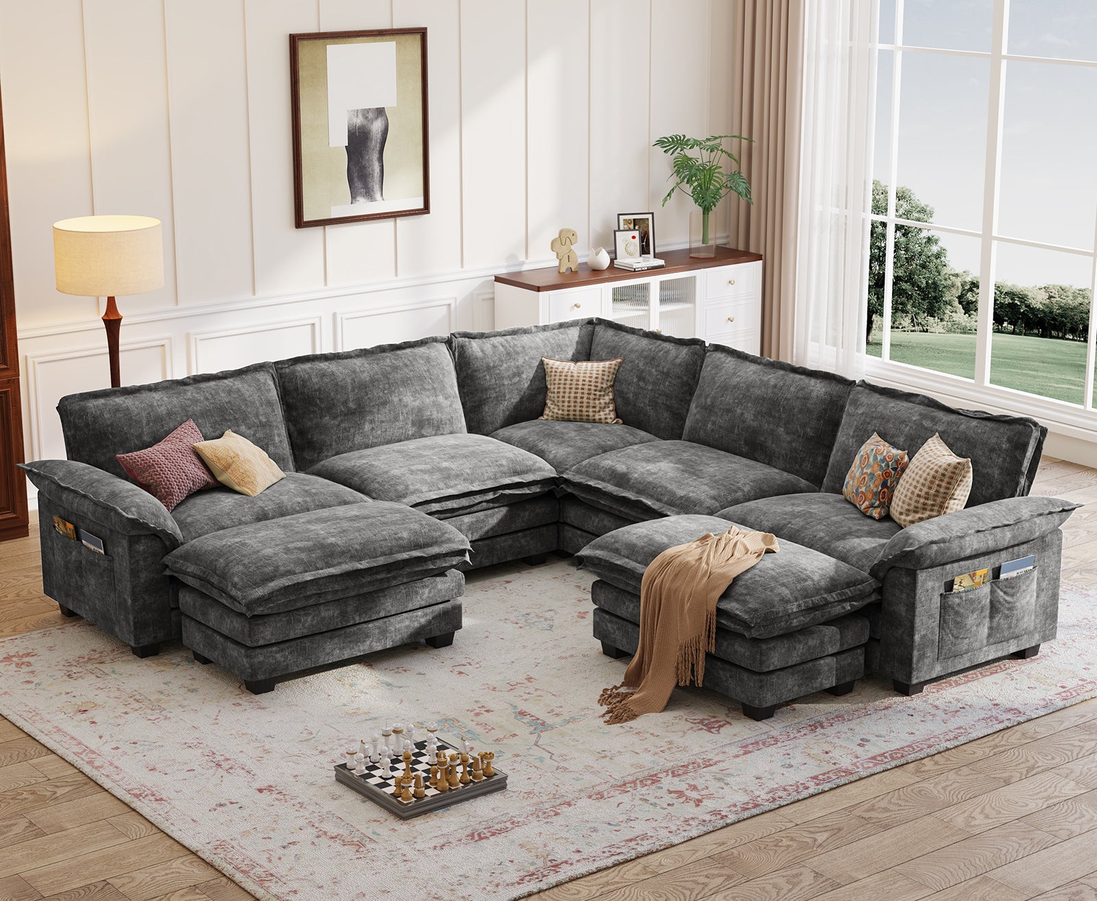 Large V-Shaped Modular Sectional Sofa