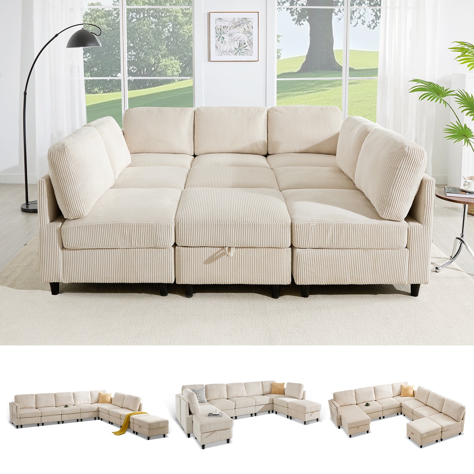 Modern Reversible Design Sleeper Sofa Bed