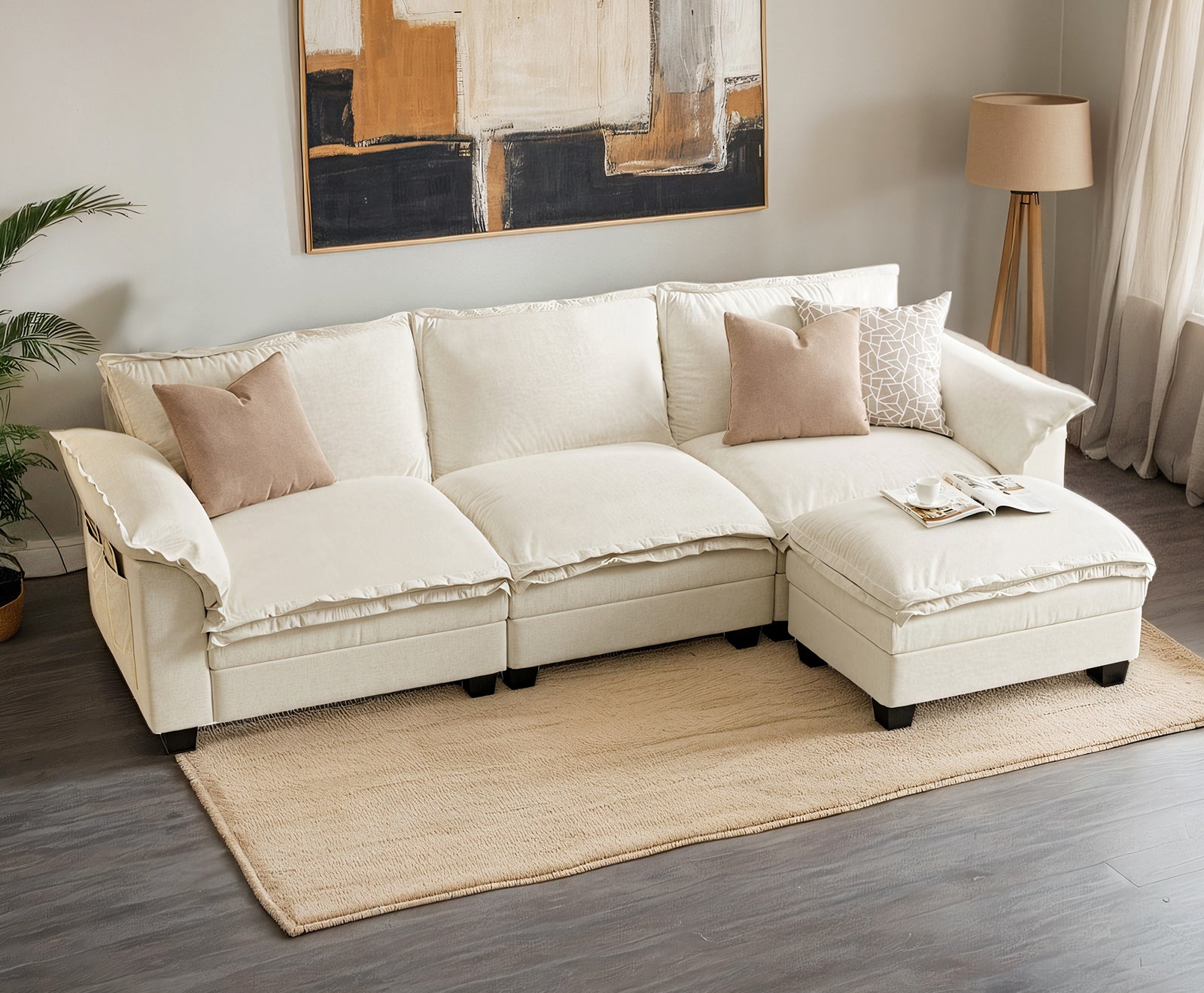 7 Seater Cloud Couch Modular Sofa with Ottoman