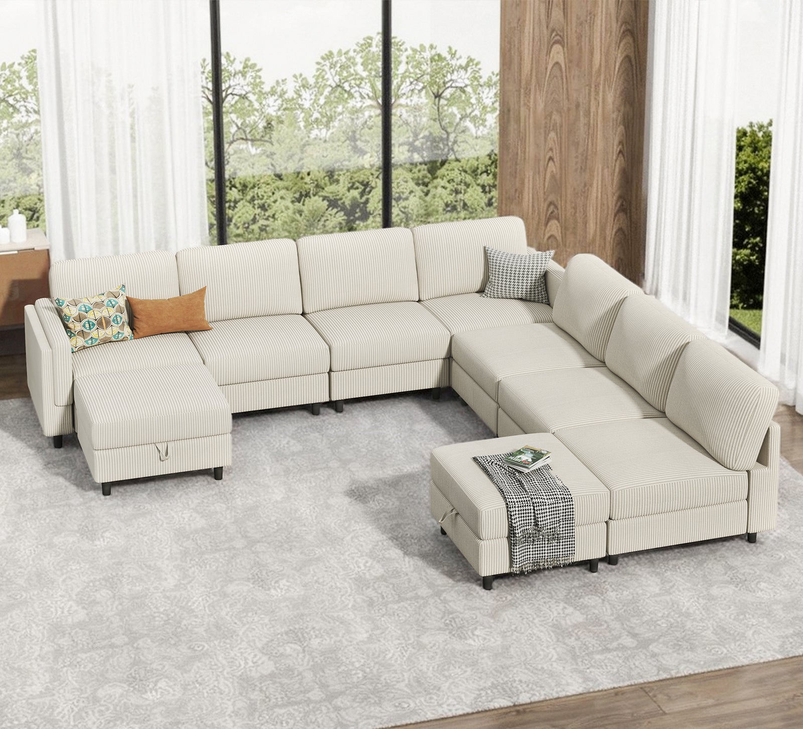 Sleeper Couch Sectional Sofa Bed with Storage Ottoman